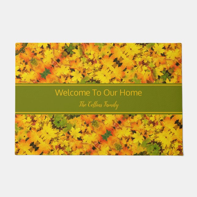 Fall Leaves Personalized Doormat (Front)