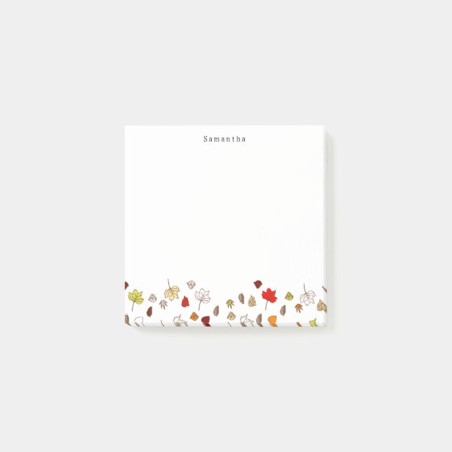 Fall Leaves Personalized Name Post-it Notes (Front)