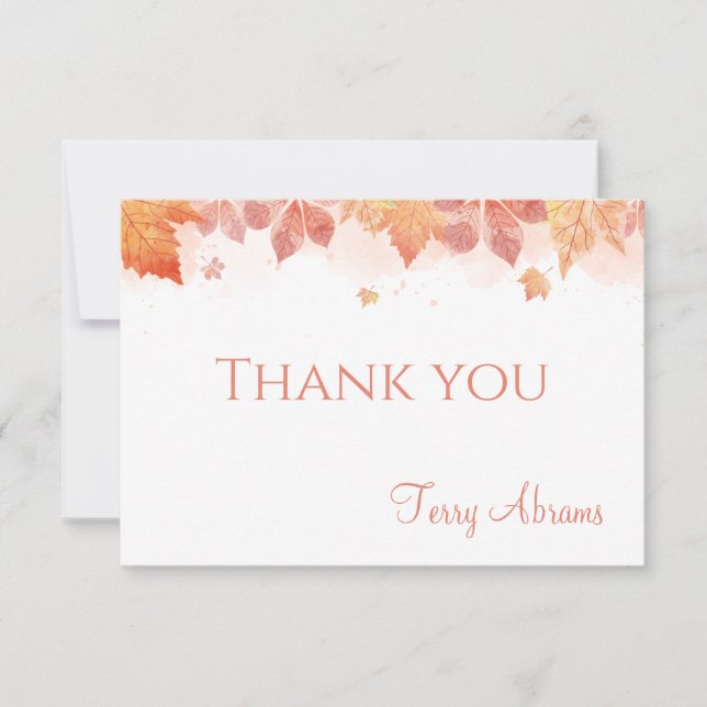 Fall Leaves Personalized Stationery Thank You Card (Front)