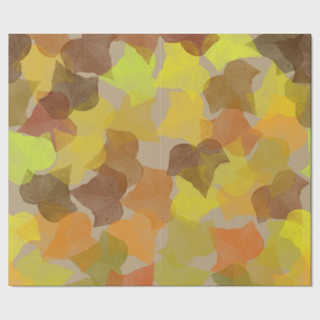 Fall Leaves Print Wrapping Paper (Seam)