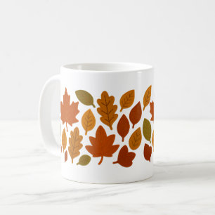 Fall Leaves, Printed Faux Felt Leaves Coffee Mug
