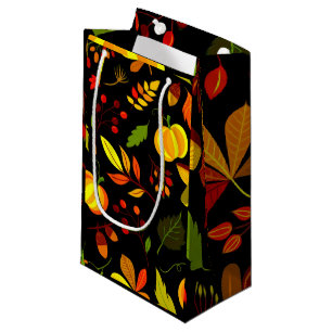 Fall Leaves Pumpkins Design Small Gift Bag