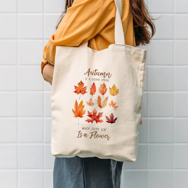 Fall Leaves Quote Tote Bag (Creator Uploaded)