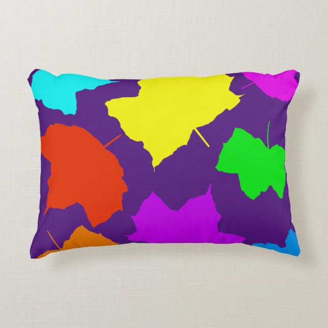 Fall Leaves Rainbow Multicolor Purple Custom Colou Accent Pillow (Front)