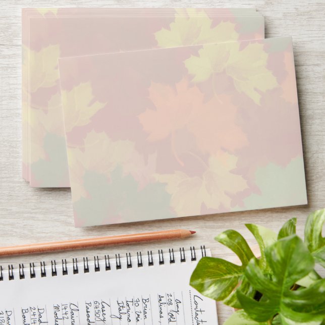 Fall Leaves - Red Background Envelope (Stacked)