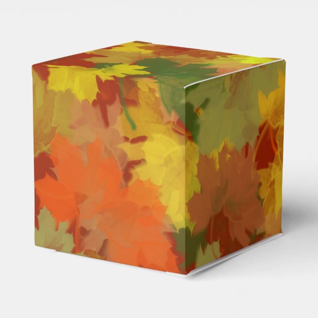 Fall Leaves - Red Background Favor Box (Back Side)