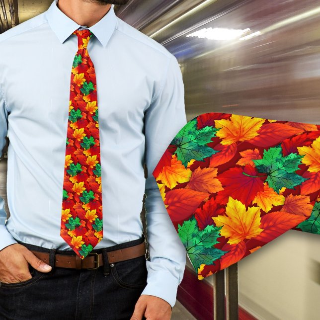 Fall Leaves Red Orange Neck Tie (Creator Uploaded)