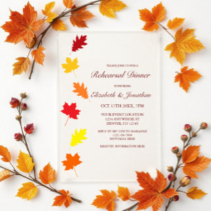 Fall Leaves Rehearsal Dinner Acrylic Invitations