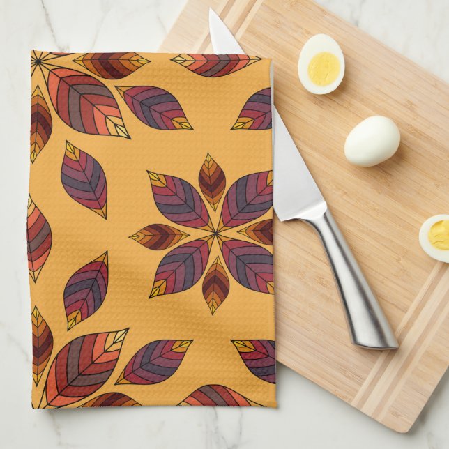 Fall Leaves Rosette Kitchen Towel (Quarter Fold)