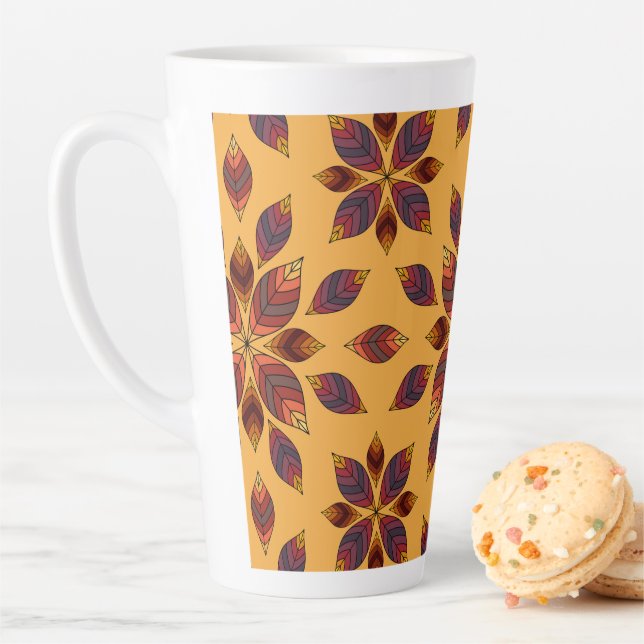 Fall Leaves Rosette Latte Mug (In Situ)