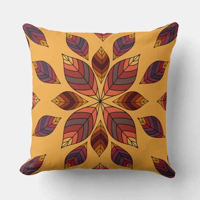 Fall Leaves Rosette Throw Pillow (Front)