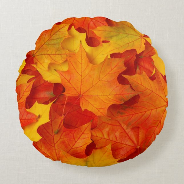 Fall Leaves Round Pillow (Front)