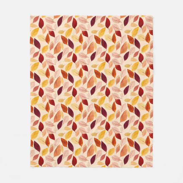 Fall Leaves Rustic Autumn Foliage Design Fleece Blanket (Front)