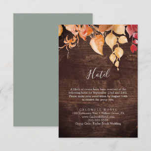 Fall Leaves Rustic Brown Wood Hotel Enclosure Card