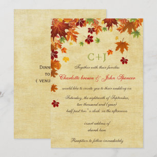 Fall Leaves Rustic Wedding Invitation