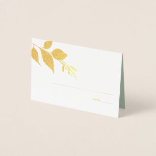 Fall Leaves Sage Green Wedding Place Card