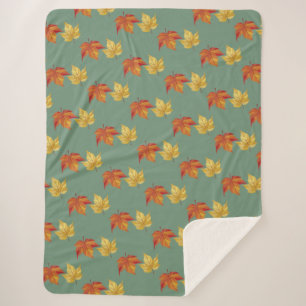 Fall Leaves Sherpa Throw Blanket