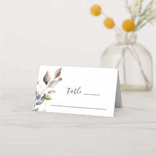 Fall Leaves Simple Botanical Watercolor Wedding Place Card