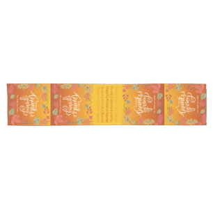 Fall Leaves Thankful Family Happy Thanksgiving Short Table Runner