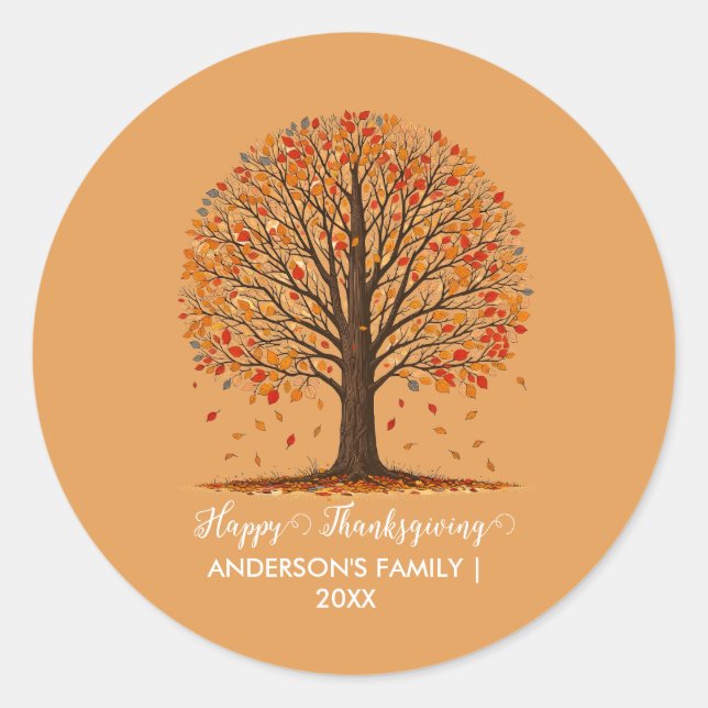 Fall Leaves Thanksgiving  Classic Round Sticker (Front)