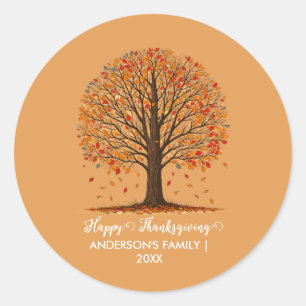 Fall Leaves Thanksgiving Classic Round Sticker