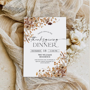 Fall Leaves Thanksgiving Dinner Invitation