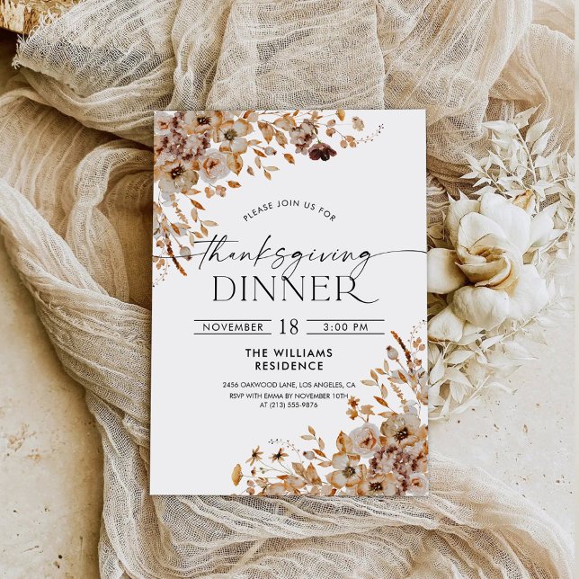 Fall Leaves Thanksgiving Dinner Invitation (Creator Uploaded)