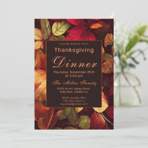Fall Leaves Thanksgiving Dinner Invitation