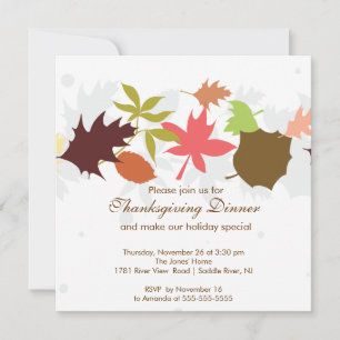 Fall Leaves Thanksgiving Dinner Party Invitation