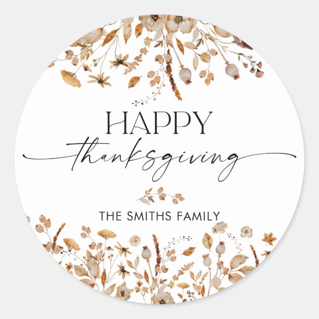Fall Leaves Thanksgiving Dinner Sticker (Front)
