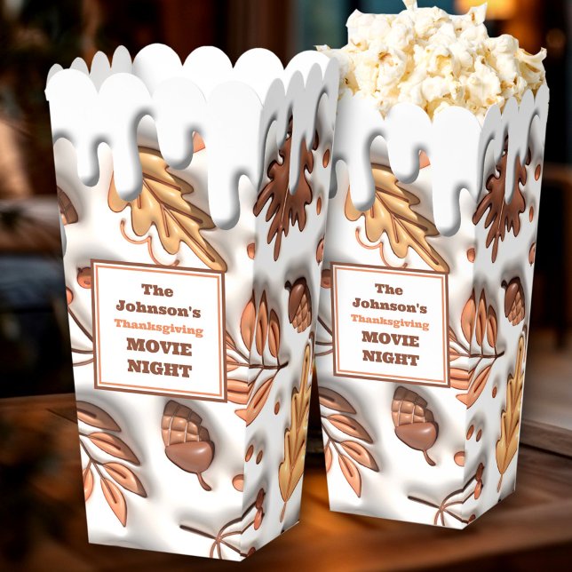 Fall Leaves Thanksgiving Family Name Movie Night Favor Box (Fall Leaves Thanksgiving Family Name Movie Night Favor Boxes)