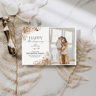 Fall Leaves Thanksgiving Flat Announcement Card
