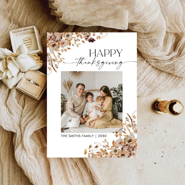 Fall Leaves Thanksgiving Flat Holiday Card (Creator Uploaded)