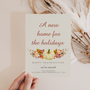 fall leaves thanksgiving moving announcement postcard