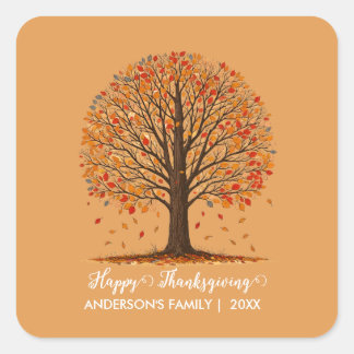 Fall Leaves Thanksgiving  Square Sticker