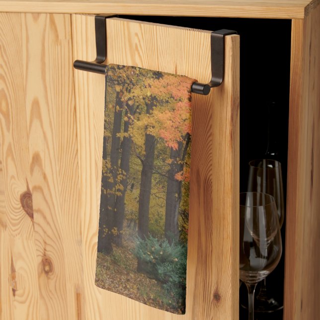 Fall Leaves Tulip Poplar Trees Kitchen Towel (Thirds Fold)
