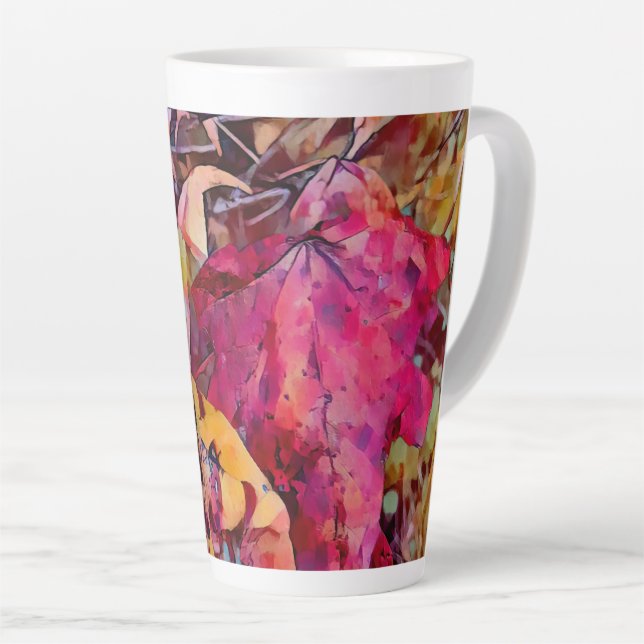 Fall Leaves Turned Into Watercolor Latte Mug (Right Angle)
