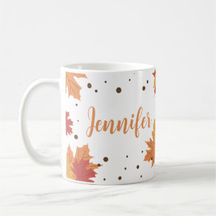 Fall Leaves Vibes Custom Name Coffee Mug