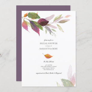 Fall Leaves Watercolor Bridal Shower Invitation