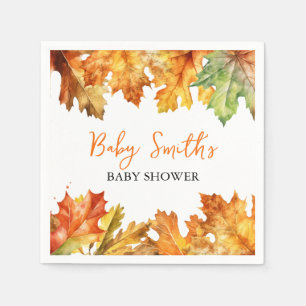 Fall Leaves Watercolor Custom Baby Name Napkin