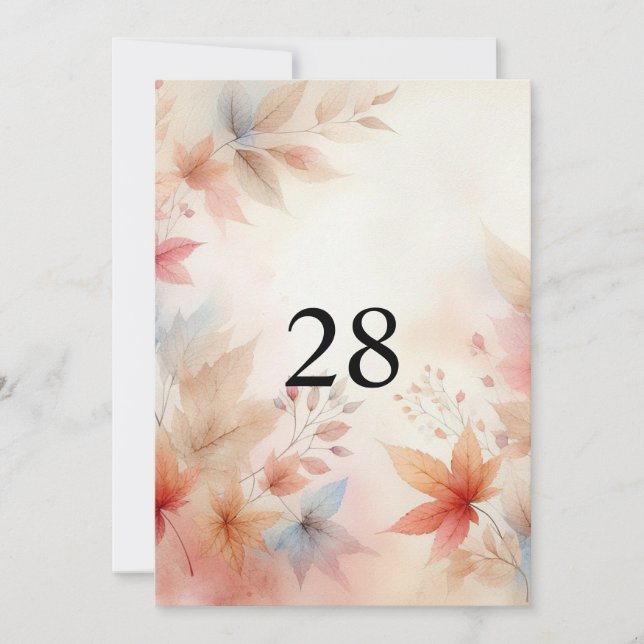 Fall leaves watercolor neutrals calligraphy text  invitation (Front)