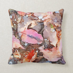 Fall Leaves Watercolor Pillow