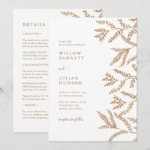 Fall Leaves Watercolor Wedding All In One Invitation