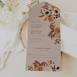 Fall Leaves Wedding All In One Invitation