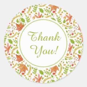 Fall leaves wedding bridal shower round favour classic round sticker