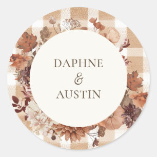 Fall Leaves Wedding Classic Round Sticker