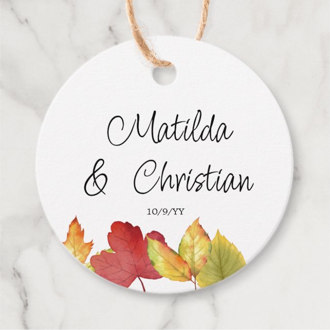 Fall Leaves Wedding Favour Tags (Front)