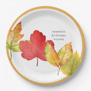 Fall Leaves Wedding Paper Plate