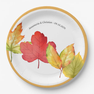 Fall Leaves Wedding Paper Plate