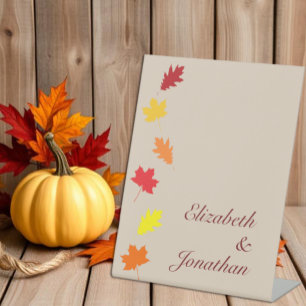 Fall Leaves Wedding Pedestal Sign